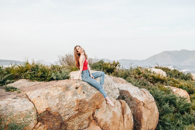 model posing for camera